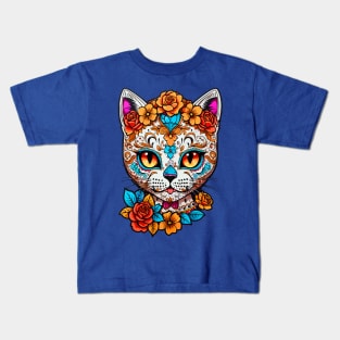 Sugar Skull Cat  Halloween Kids T-Shirt